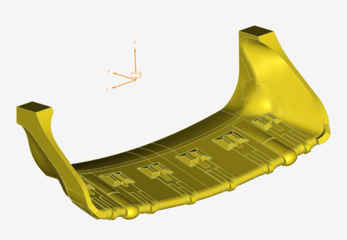 再對挖斗及其配件進(jìn)行逆向建模，共用時(shí)8小時(shí)完成，相比于傳統(tǒng)卡尺測量建模，可輕松獲取復(fù)雜曲面數(shù)據(jù)，速度快、精度高